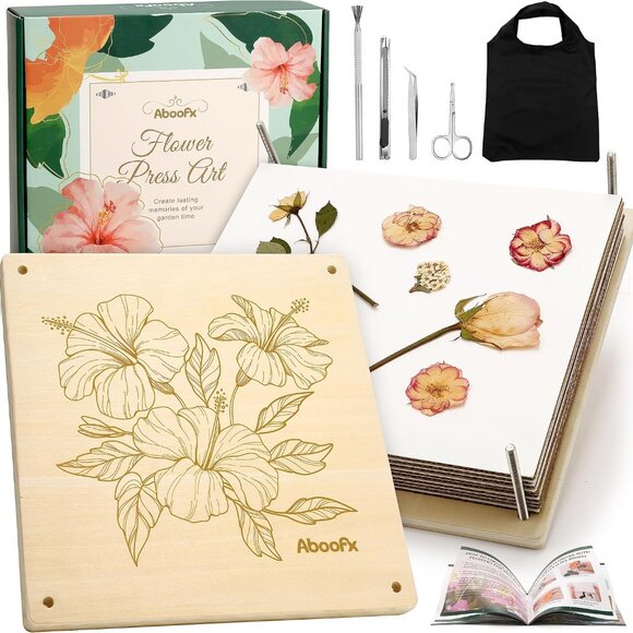 Extra Large Flower Press Kit, 11" x 11" 10 Layers Wooden Flowers Pressing Craft